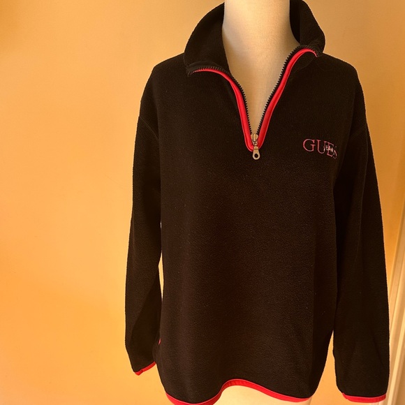 Guess Sweaters - Guess Black and Red Cowl Neck Sweater